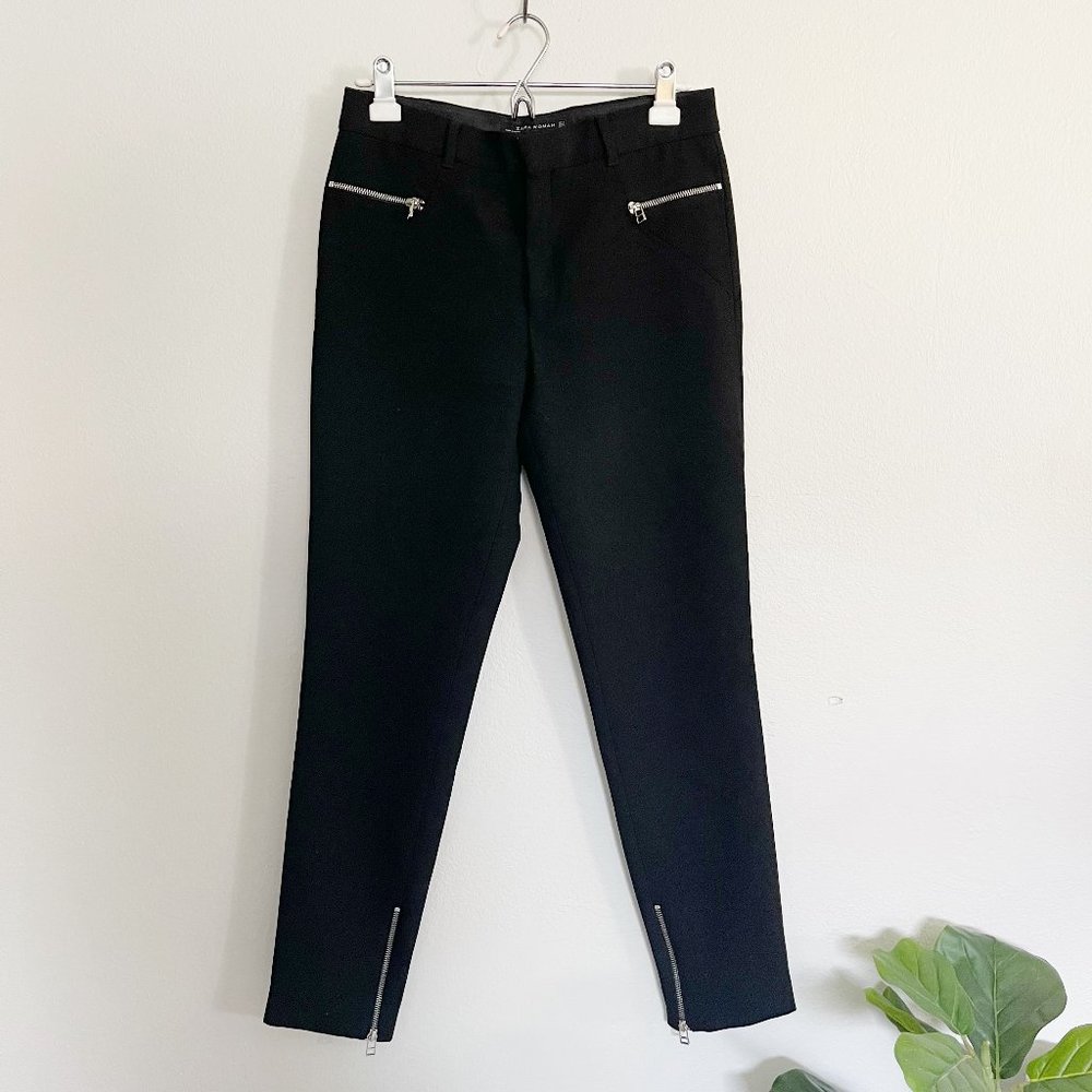 ZARA Silver Zip Leggings L